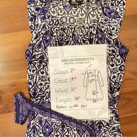 Purple Paisley Patterned Sleeveless Dress - Brand: George - Size S/P. - Picture 13 of 15